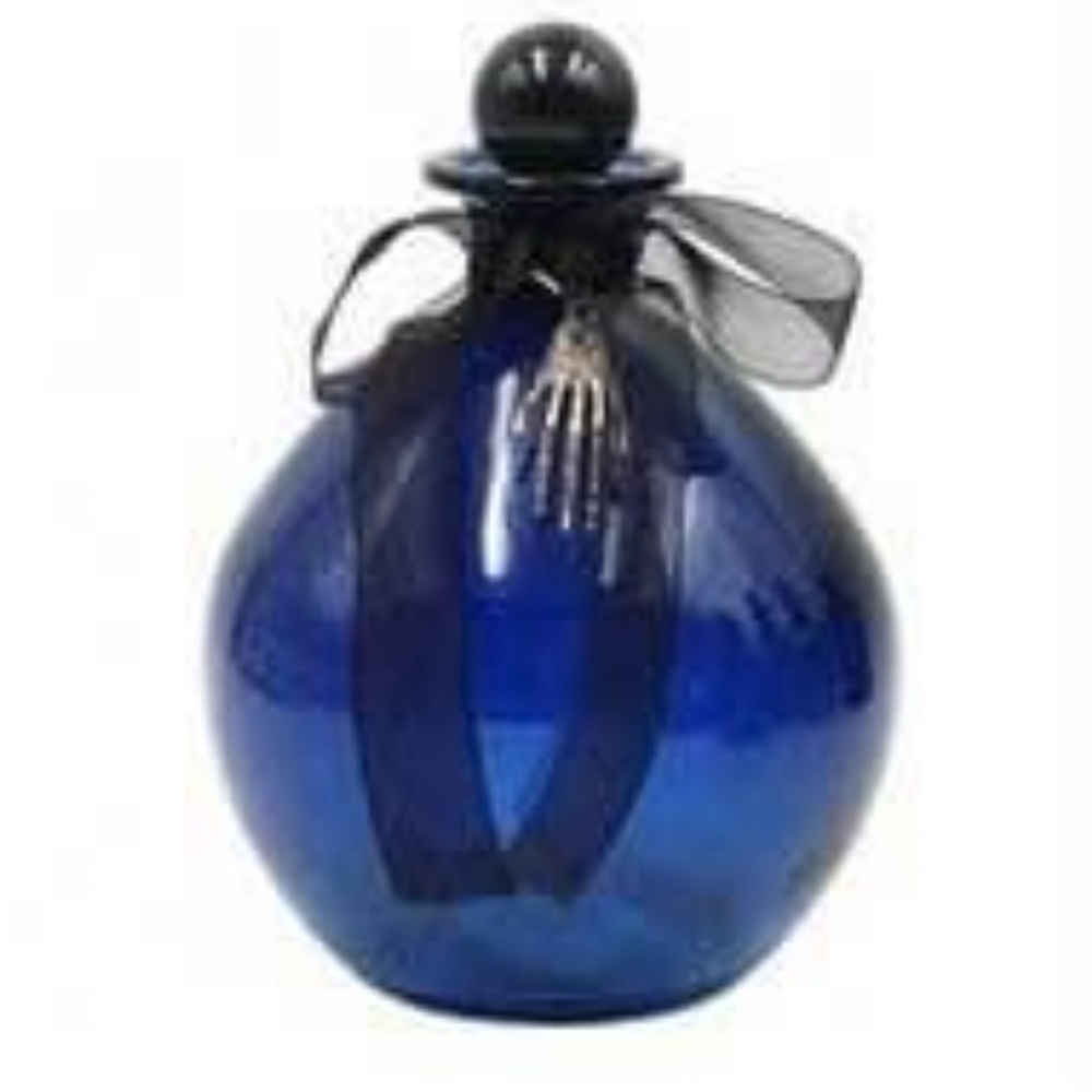 Blue Glass Halloween Bottle, 6.7"